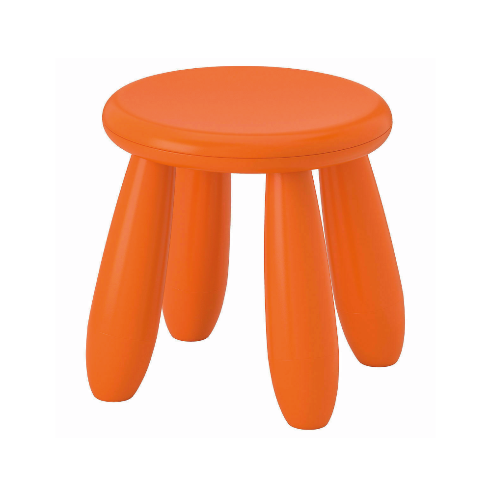Tabouret orange en plastique pour enfant